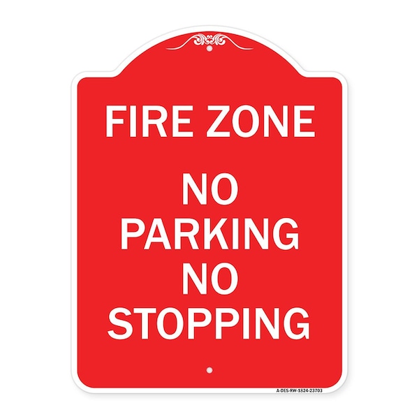 Signmission Designer Series Sign-No Parking No Stopping, Red & White Aluminum Sign, 18" x 24", RW-1824-23703 A-DES-RW-1824-23703 - main